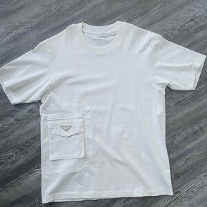 Prada White Short Sleeve Men's Tee with Pocket